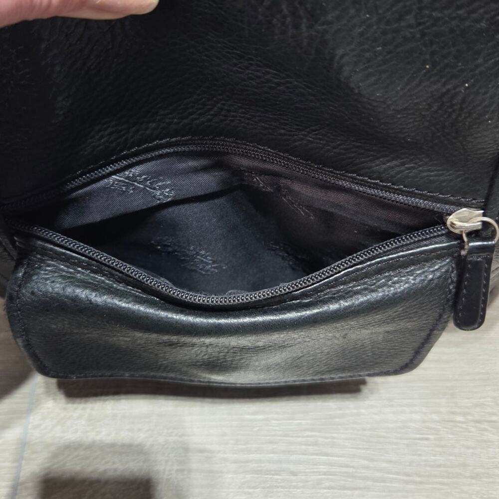 Fossil Black Pebbled Leather Vintage Handbag Shoulder Bag Purse Tote Bag - Picture 12 of 14